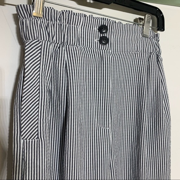 H&M High waist Nautical Striped wide leg Trouser Pants women’s size 4 small - Picture 2 of 6